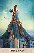 Three of Wands Tarot card in Tarot of Mystical Moments deck