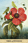 Three of Pentacles Tarot card in Tarot of Mystical Moments deck