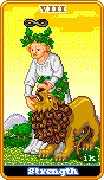 Strength Tarot card in 8-Bit Tarot deck